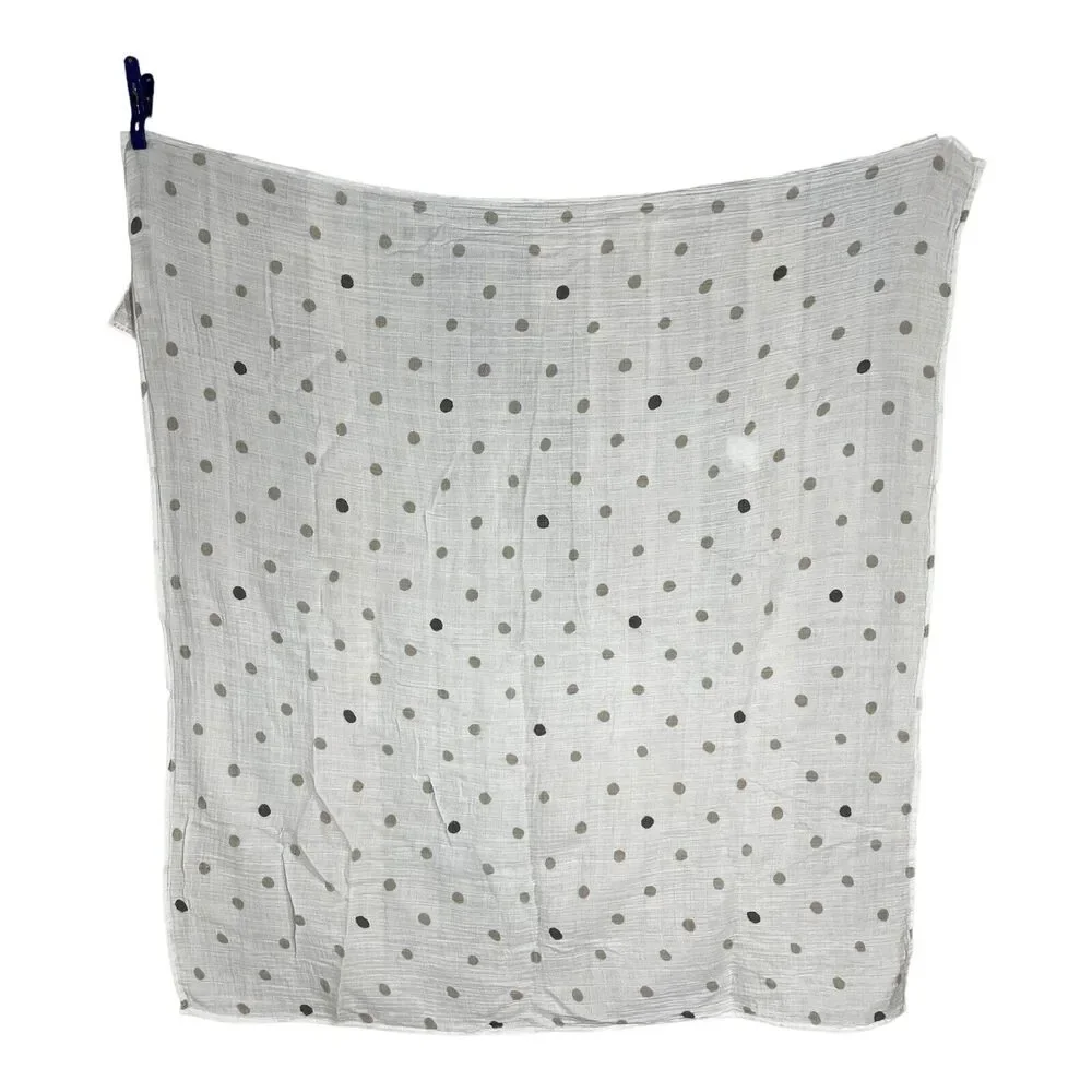 Aden & Anais Gray Tan Polka Dot Muslin Swaddle Baby Blanket 100% Cotton